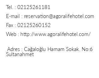 Agora Life Hotel iletiim bilgileri